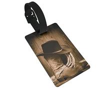 Western Wild West Cowboy Hat Old Ranching Rope On Wooden Display Rodeo Cowboy 2 PC PVC Luggage Tags Privacy Cover Silicone Luggage Tags Travel Suitcase Tags Travel Accessories