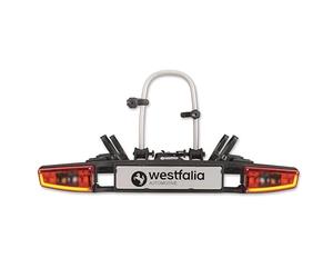 Westfalia Bikelander Bike Rack for Towbars | Bike Carrier for 2 bicycles | Suitable for E-bikes | Foldable | LED Hybrid Lights, black, silver