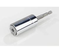 Westfalia Universal Socket Uni-Grip 3/8" Drive with 1/4" Hex to 3/8" Square Adapter, Fits Screws, Eyelets, Nuts and Hooks 7-19 mm and Inch Sizes