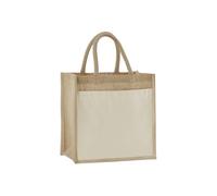 Westford Mill - Cotton Pocket Natural Starched Jute Midi Tote Bag - Natural Tote bag - Bag for men & for women - Shopper bag, travel bag, gym bag