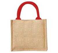 Westford Mill Jute Mini Gift Bag (6 Litres) (Pack Of 2) Natural/bright Red (One Size)