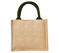 Westford Mill Jute Mini Gift Bag (6 Litres) (Pack Of 2) Natural/forest Green (One Size)