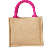 Westford Mill Jute Mini Gift Bag (6 Litres) (Pack Of 2) Natural/fuchsia (One Size)