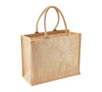Westford Mill Metallic Shimmer Jute Shopper/Tote Bag (Pack oOne Size Natural Gol