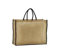 Westford Mill - Natural Starched Jute Market Tote Bag - Natural/Black Tote bag - Bag for men & for women - One Size shopper bag, travel bag, gym bag