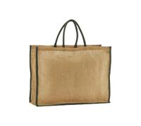 Westford Mill- Natural Starched Jute Market Tote Bag - Natural/Olive Green Tote bag - Bag for men & for women - One Size shopper bag, travel bag, gym bag