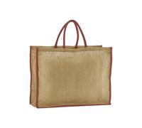 Westford Mill- Natural Starched Jute Market Tote Bag - Natural/Orange Rust Tote bag - Bag for men & for women - One Size shopper bag, travel bag, gym bag