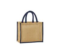 Westford Mill - Natural Starched Jute Midi Tote Bag - Natural/Navy Tote bag - Bag for men & for women - One Size shopper bag, travel bag, gym bag