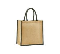 Westford Mill - Natural Starched Jute Mini Tote Bag - Natural/Olive Green Tote bag - Bag for men & for women - One Size shopper bag, travel bag, gym bag