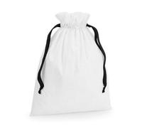 Westford Mill Ribbon Cotton Drawstring Gift Bag Soft White/black (44Cm X 36Cm)