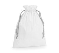 Westford Mill Ribbon Cotton Drawstring Gift Bag Soft White/light Grey (44Cm X 36Cm)