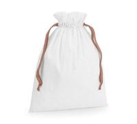 Westford Mill Ribbon Cotton Drawstring Gift Bag Soft White/rose Gold (44Cm X 36Cm)