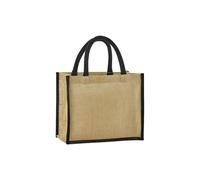 Westford Mill - Natural Starched Jute Midi Tote Bag - Natural/Black Tote bag - Bag for men & for women - One Size shopper bag, travel bag, gym bag