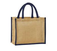 Westford Mill - Natural Starched Jute Midi Tote Bag - Natural/Navy Tote bag - Bag for men & for women - One Size shopper bag, travel bag, gym bag