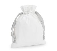 Westford Mill ® W121 Cotton Gift Bag with Drawstring - Soft White/Light Grey S