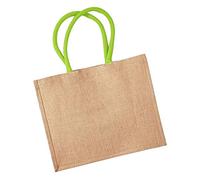 Westford Mill W407 Jute Classic Shopper - Natural/Lime Green