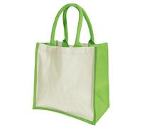 Westford Mill W421 Printers' Midi Jute Bag - Eco-Friendly, Reusable, and Stylish Jute Shopping Tote - Apple Green