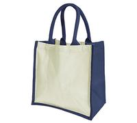 Westford Mill W421 Printers' Midi Jute Bag - Eco-Friendly, Reusable, and Stylish Jute Shopping Tote - Navy