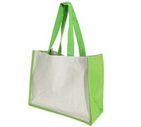 Westford Mill W422 Classic Jute Shopper - Eco-Friendly Reusable Tote Bag - Apple Green