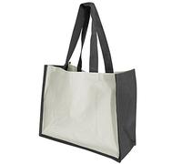 Westford Mill W422 Classic Jute Shopper - Eco-Friendly Reusable Tote Bag - Black
