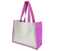 Westford Mill W422 Classic Jute Shopper - Eco-Friendly Reusable Tote Bag - Fuchsia