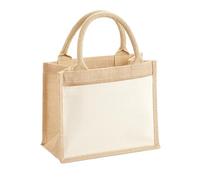 Westford Mill W425 Cotton Pocket Jute Gift Bag - Natural/Brown - Reusable, Eco-Friendly Present Tote