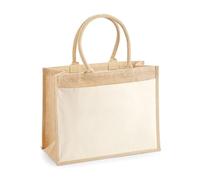 Westford Mill W427 Cotton Pocket Jute Shopper Bag - Natural Eco-Friendly Tote