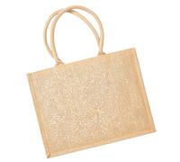 Westford Mill W437 Shimmer Jute Shopper - Glittery Reusable Tote Bag - Natural/Gold