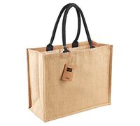 Westford Mill WM407 Jute Classic Shopper Bag - Black, One Size