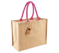 Westford Mill WM407 Jute Classic Shopper Bag - Pink, One Size