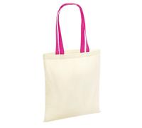 Westford Mill Women's Contrast Handle Tote Bag in Fuchsia Westford Mill Fuchsia One Size
