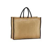 Westford Mill Contrast Starched Jute Tote Bag B - Natural/Black