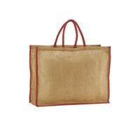 Westford Mill Contrast Starched Jute Tote Bag - Natural/Orange Rust