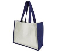 Westford Mill Women's Printers Jute Cot Shopper Bag (21 Litres) Pack of 2 in Navy Westford Mill Navy One Size