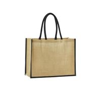 Westford - Natural Starched Jute Classic Tote Bag - Natural/Black Tote bag - Bag for men & for women - One Size - shopper bag, travel bag, gym bag