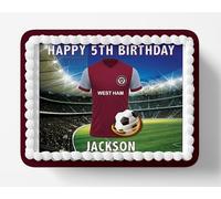 WestHam - The Hammers - Football Team Colours Personalised Edible Cake Topper Printed on Icing Sheets, Round, Square, Costco, Cupcake Toppers - Happy Birthday (2. Costco/Rectangle/Square)