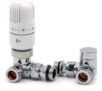 Westherm Classic White TRV 15mm Corner Radiator Valve, Twin Pack