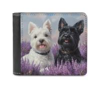 Westie And Scottie Dogs Painting Printed Wallets Bifold Wallet Change Cash Bag with Multiple Card Slots for Men And Women