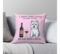 Westie And Wine Funny Dog Pillowcase Polyester Linen Velvet Creative Zip Decorative Bed Cushion Cover Wholesale