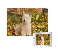 Westie Autumn West Highland White Terrier Dogs,1000 Pieces Wooden Jigsaw Family Game Jigsaw Puzzles for Adults Teens Home Decor