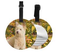 Westie Autumn West Highland White Terrier Dogs,Luggage Tags Pu Leather Name Tag Travel Suitcase Identifier ID Tags Durable Baggage Label 2 pcs
