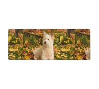 Westie Autumn West Highland White Terrier Dogs,Mouse Pad Large Desk Pad Computer Keyboard Mouse Mat With Non Slip Rubber Base 30 x 80 cm
