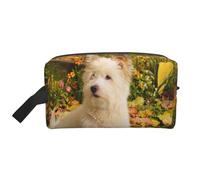 Westie Autumn West Highland White Terrier DogsLarge Capacity Cosmetic Organizer，Travel Makeup Bag for Women