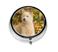 Westie Autumn West Highland White Terrier DogsMeta Pill Box 3 Compartment Medicine Case,Portable Organizer