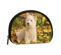 Westie Autumn West Highland White Terrier DogsSmall Makeup Sanitary Napkin Storage Bag,Women's Cosmetic Coin Purse