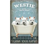 Westie Bathroom Vintage Metal Plaque Poster Westie Co. Bath Soap Wash Your Paws Plaque Wall Decor Gift For Restaurant Theater Farm Bathroom Bedroom Cafe Retro Metal Tin Sign 5.5X8inch