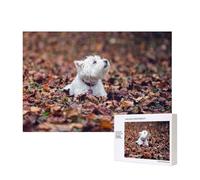 Westie Bokeh West Highland White Terrier Dogs,300 Pieces Wooden Jigsaw Family Game Jigsaw Puzzles for Adults Teens Home Decor