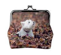 Westie Bokeh West Highland White Terrier Dogs, PU Leather Coin Purse, Small Wallets, Change Pouch with Kiss Lock Clasp Buckle, Change Purse