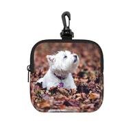 Westie Bokeh West Highland White Terrier Dogs, Square Zipper Storage Bag, Neoprene Coin Purse, Small Wallets, Change Pouch, Change Purse