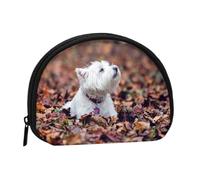 Westie Bokeh West Highland White Terrier Dogs, Women's Storage Bag Shell Makeup Bag Small Coin Purse Shell Change Pouch